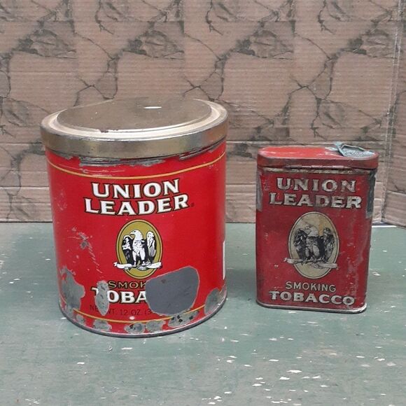 2 pc vintage containers only of  Union Leader Tobacco tins - Picture 1 of 8